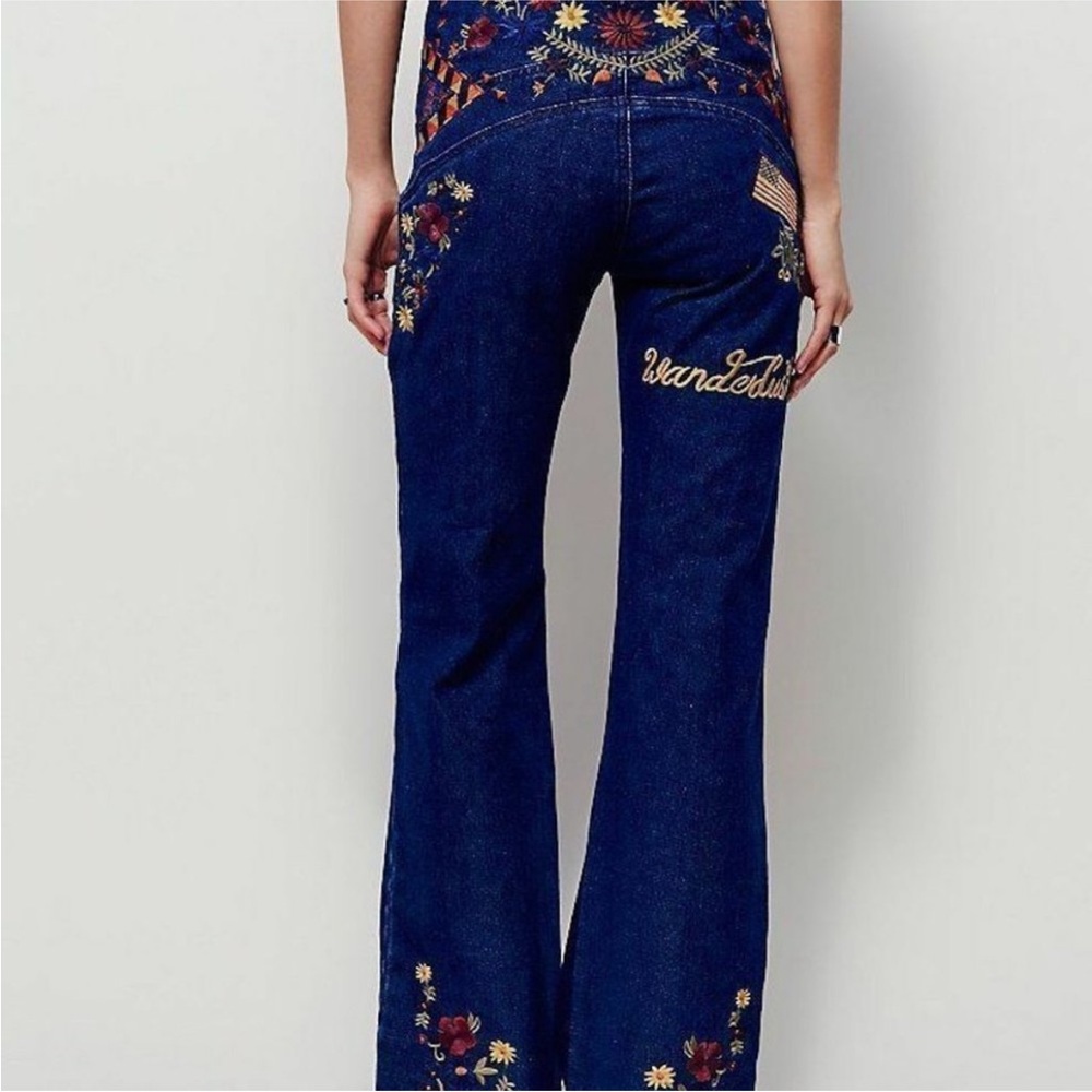 Spell And The Gypsy Collective X Free People Wanderlust Embroidered Jeans NWT - Picture 2 of 14